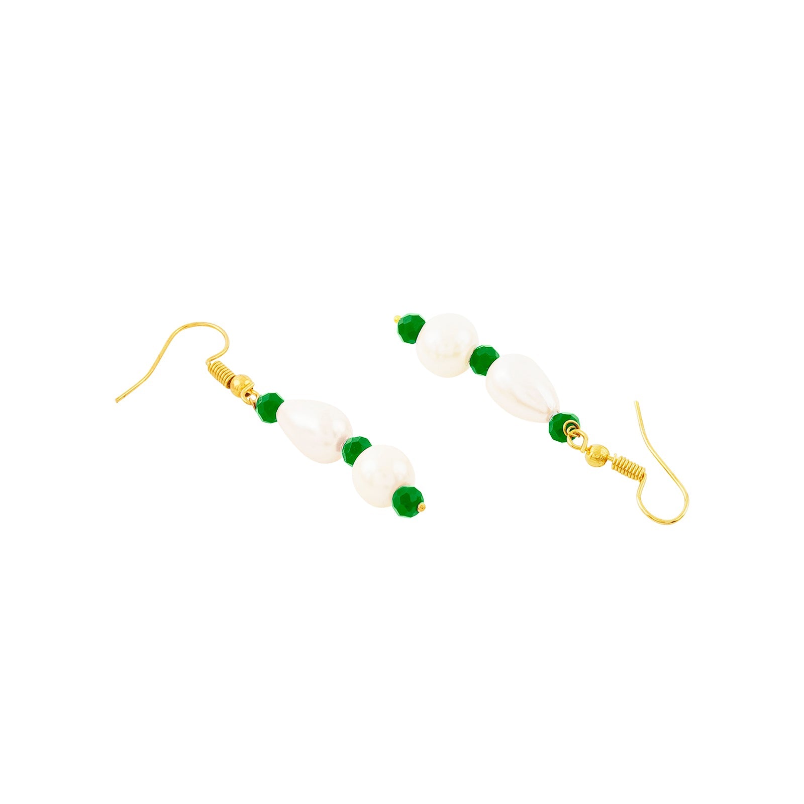 Teejh Chakra White and Green beaded Necklace Set