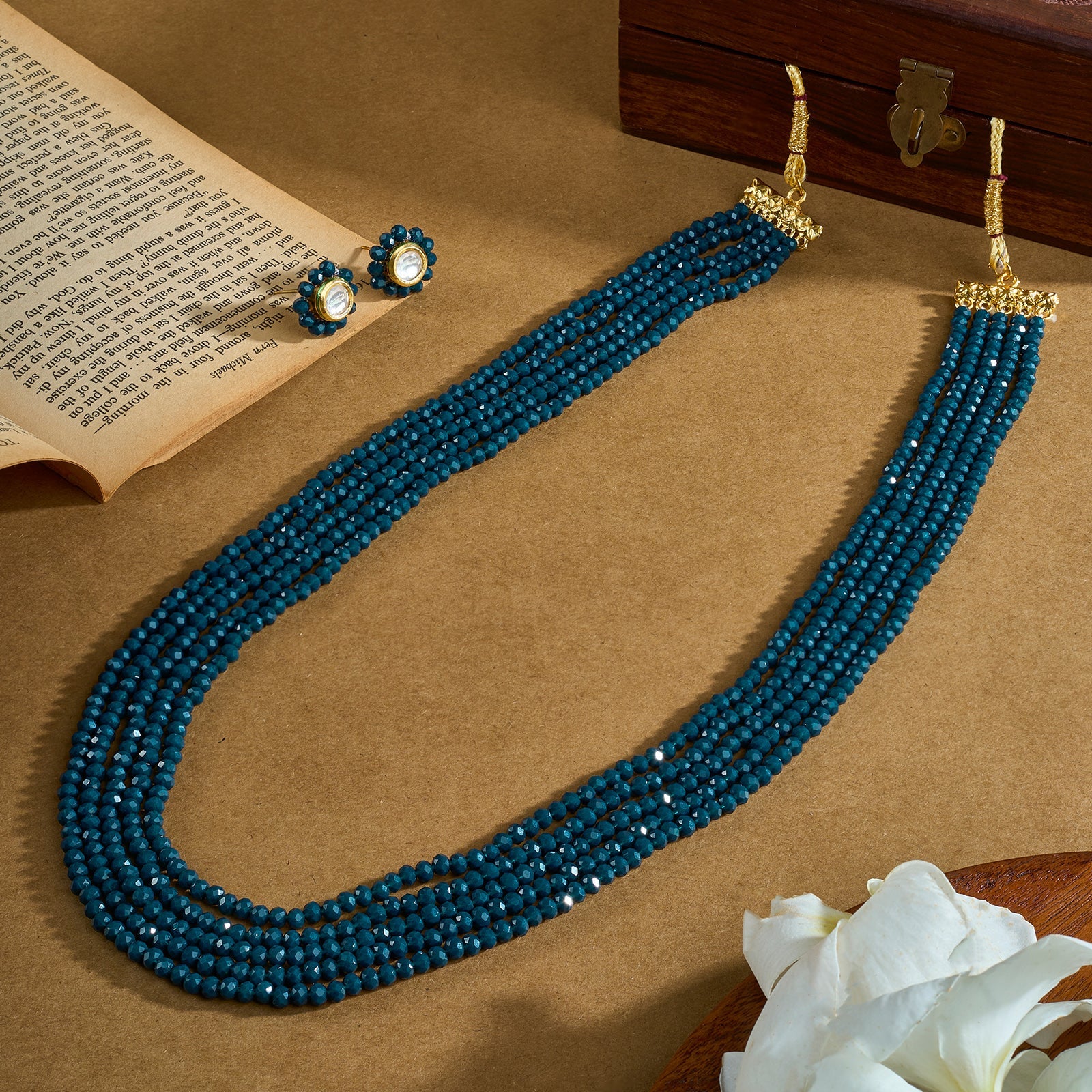 Teejh Jalsa Blue Beaded Necklace Set