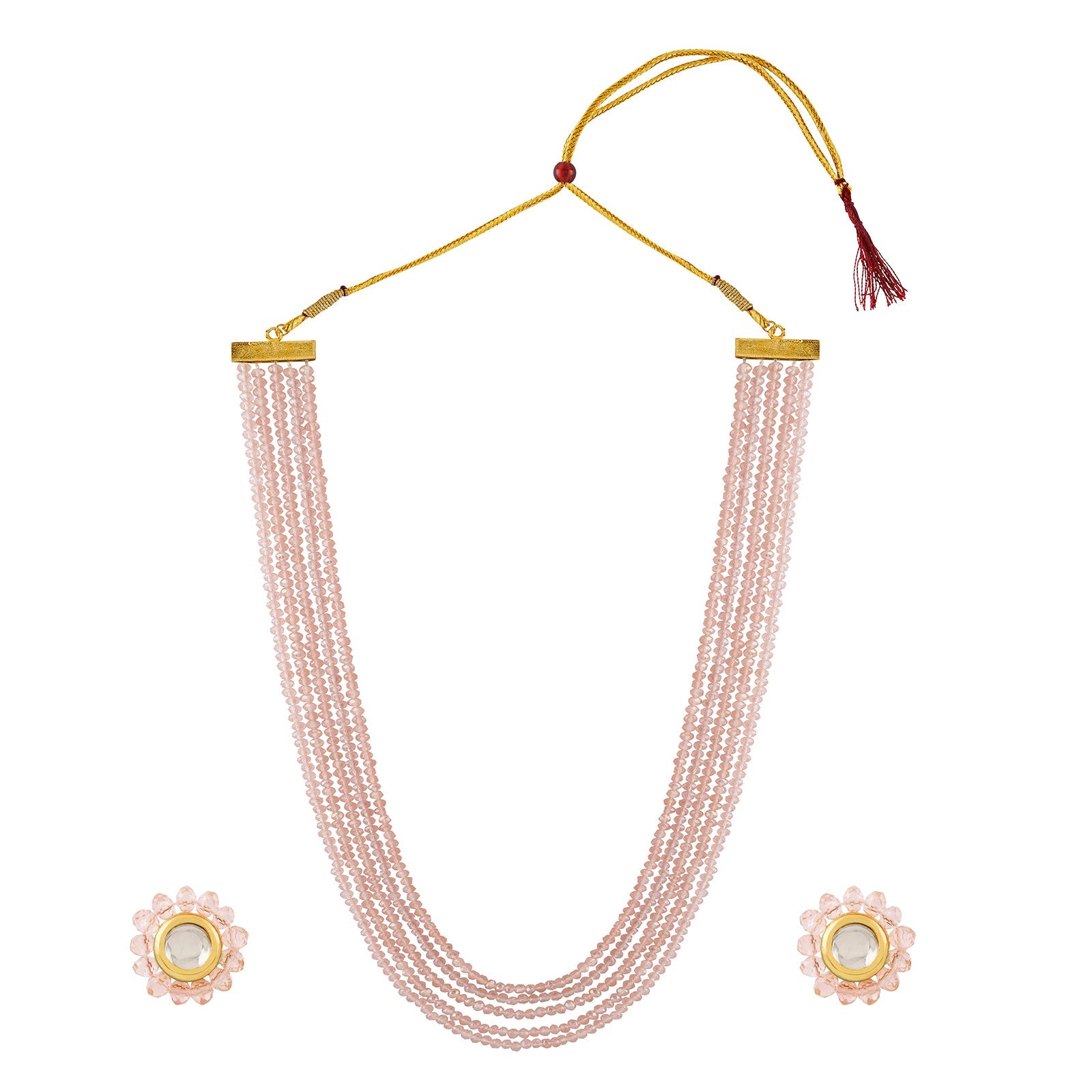 Teejh Jalsa Pink Beaded Necklace Set