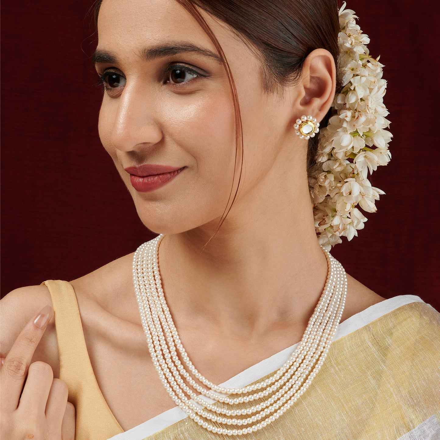 Teejh Jalsa Pearl Beaded Necklace Set