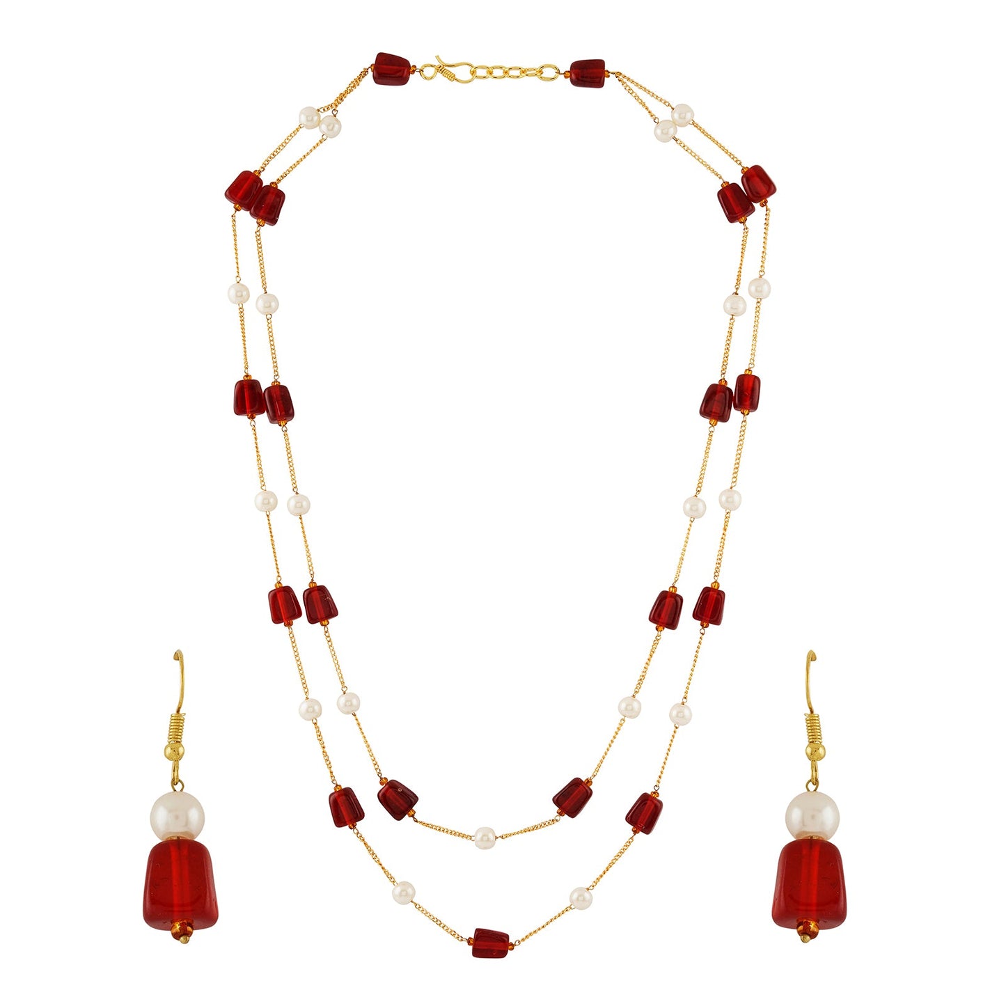 Teejh Drashti Maroon Beaded Necklace Set