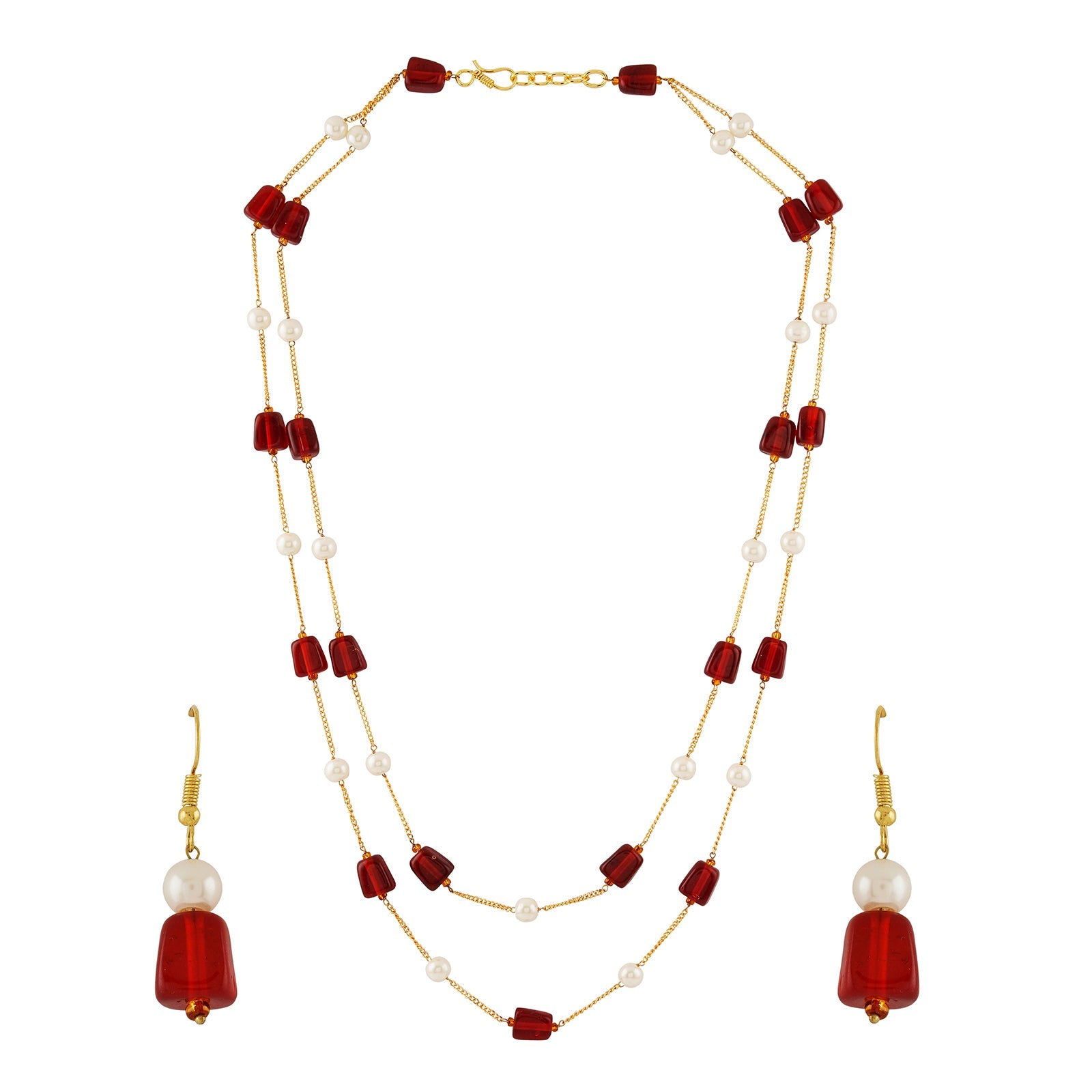 Teejh Drashti Maroon Beaded Necklace Set