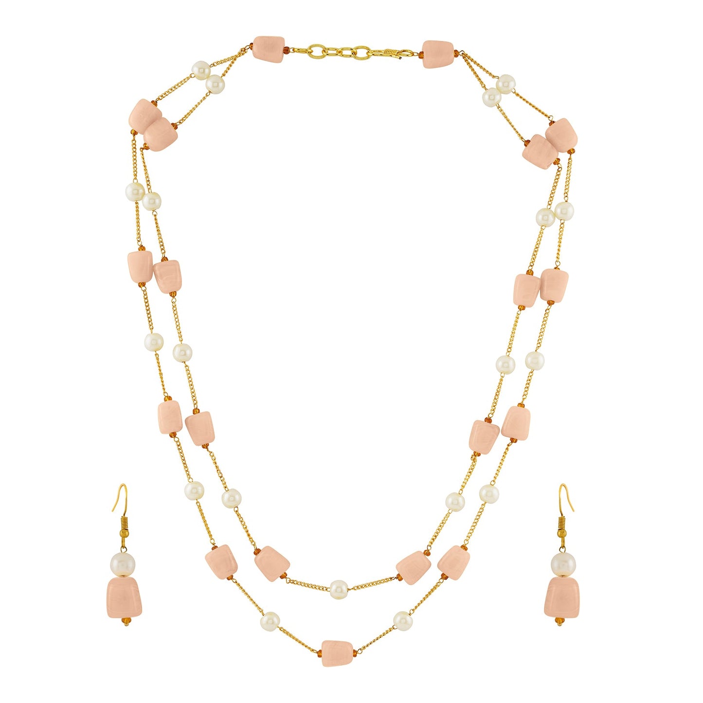 Teejh Drashti Peach Beaded Necklace Set