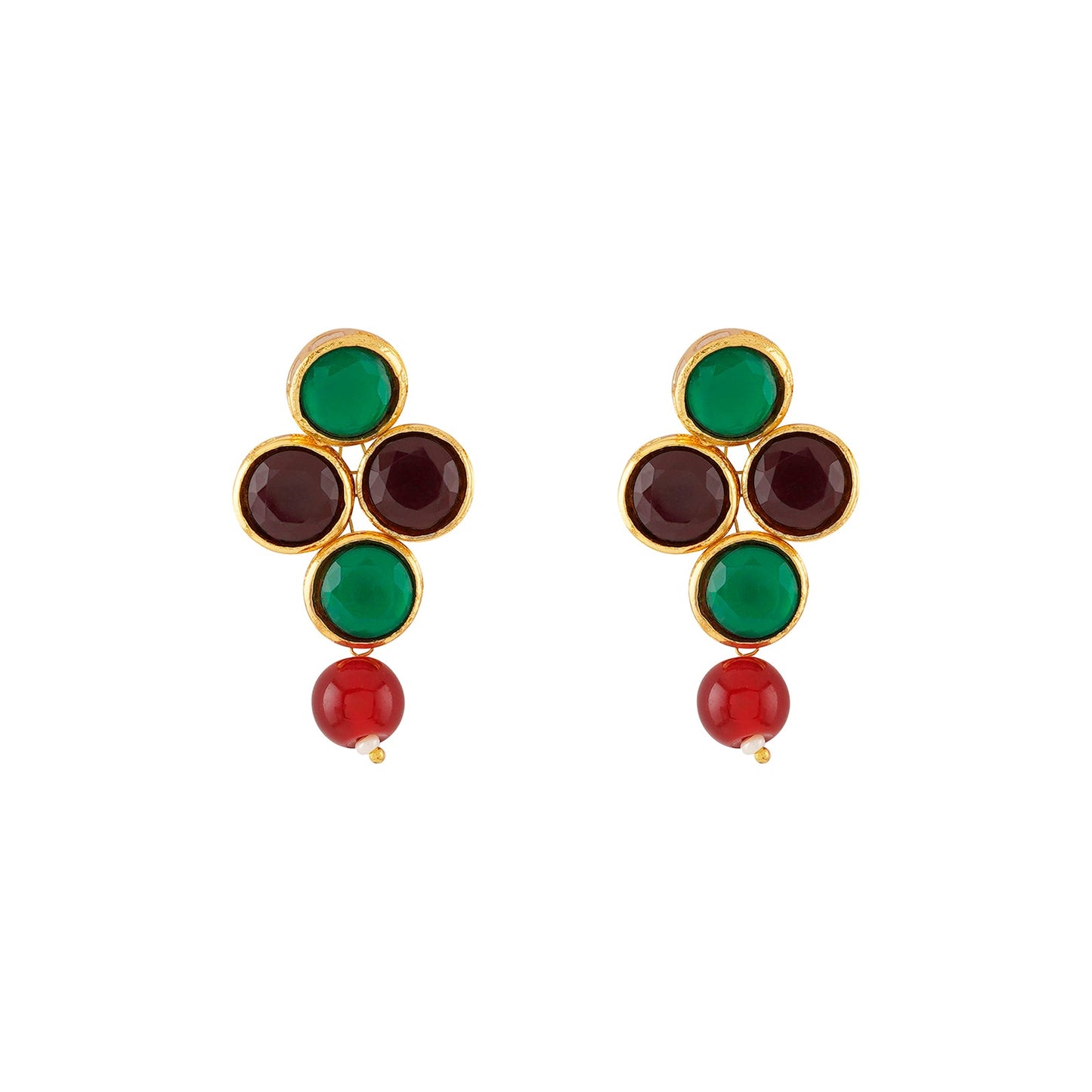 Teejh Tanaya Red-Green Beaded Necklace Set