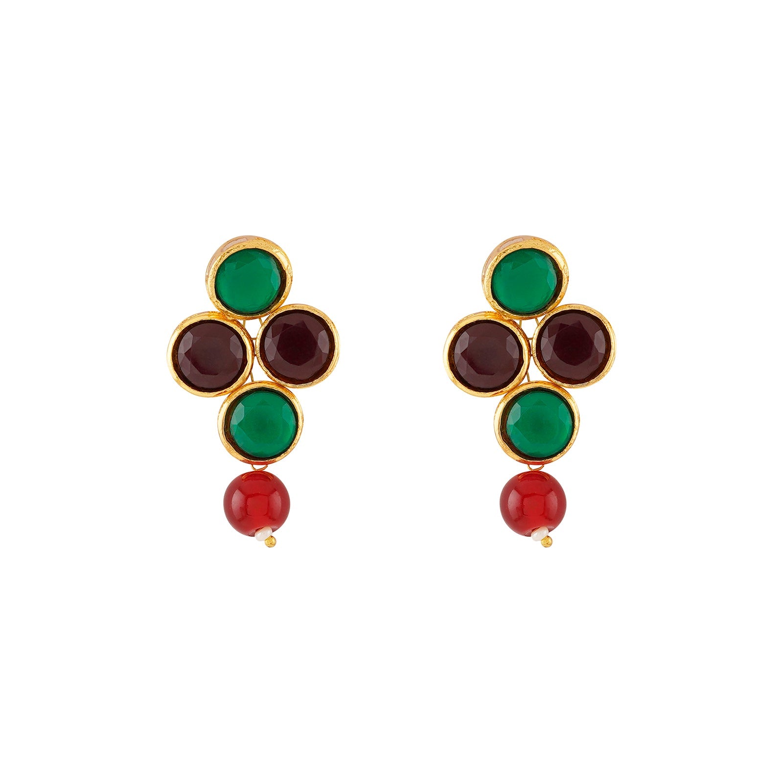 Teejh Tanaya Red-Green Beaded Necklace Set