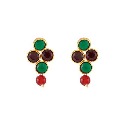 Teejh Tanaya Red-Green Beaded Necklace Set