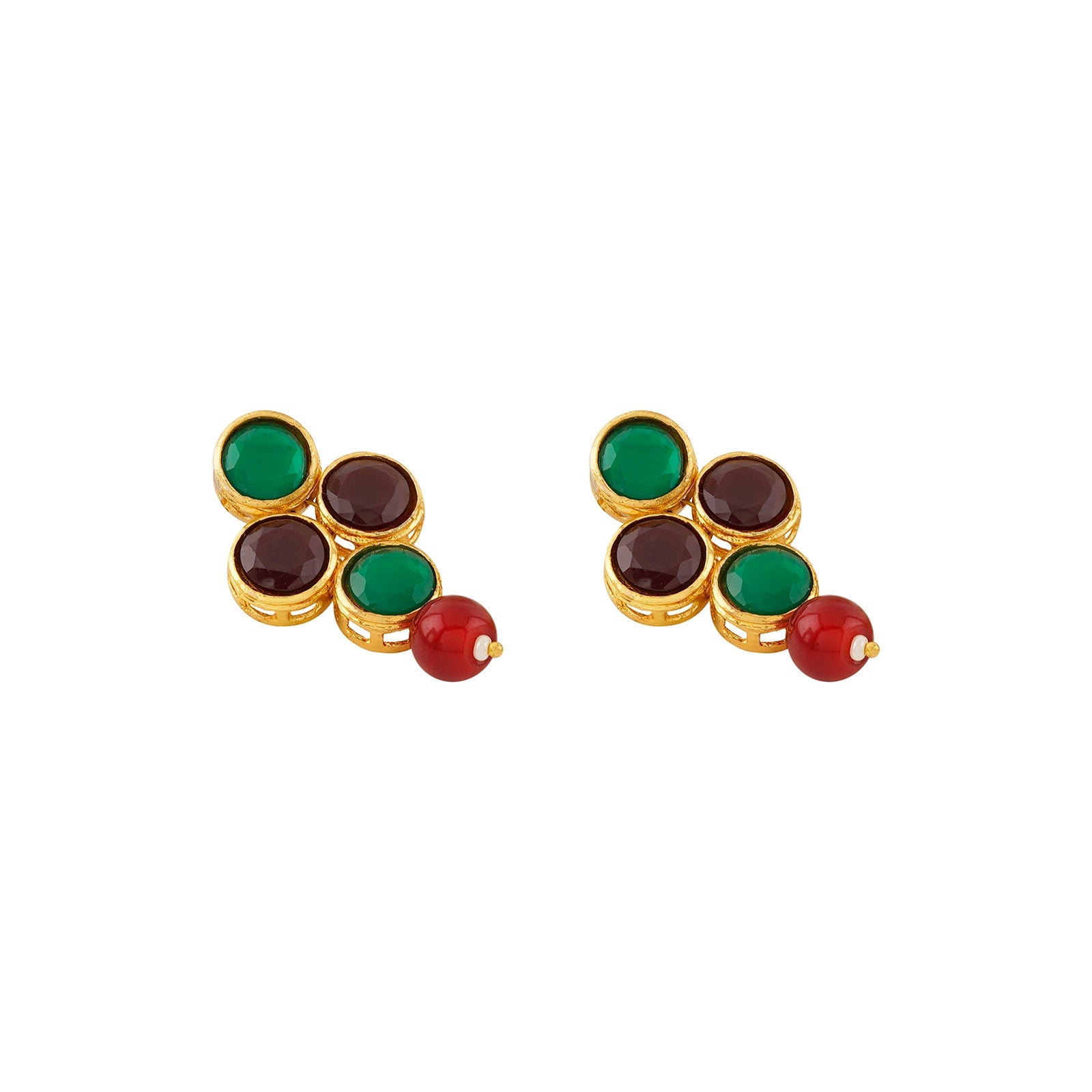 Teejh Tanaya Red-Green Beaded Necklace Set