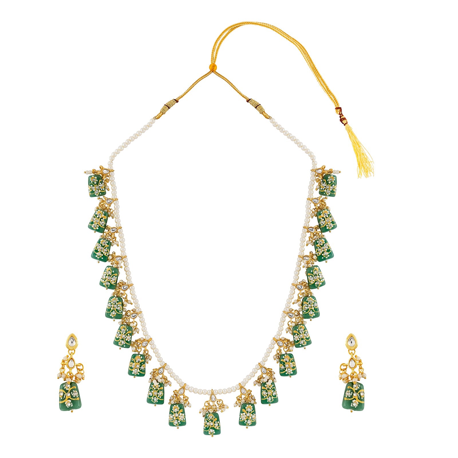 Teejh Idhika Green Beaded Necklace Set