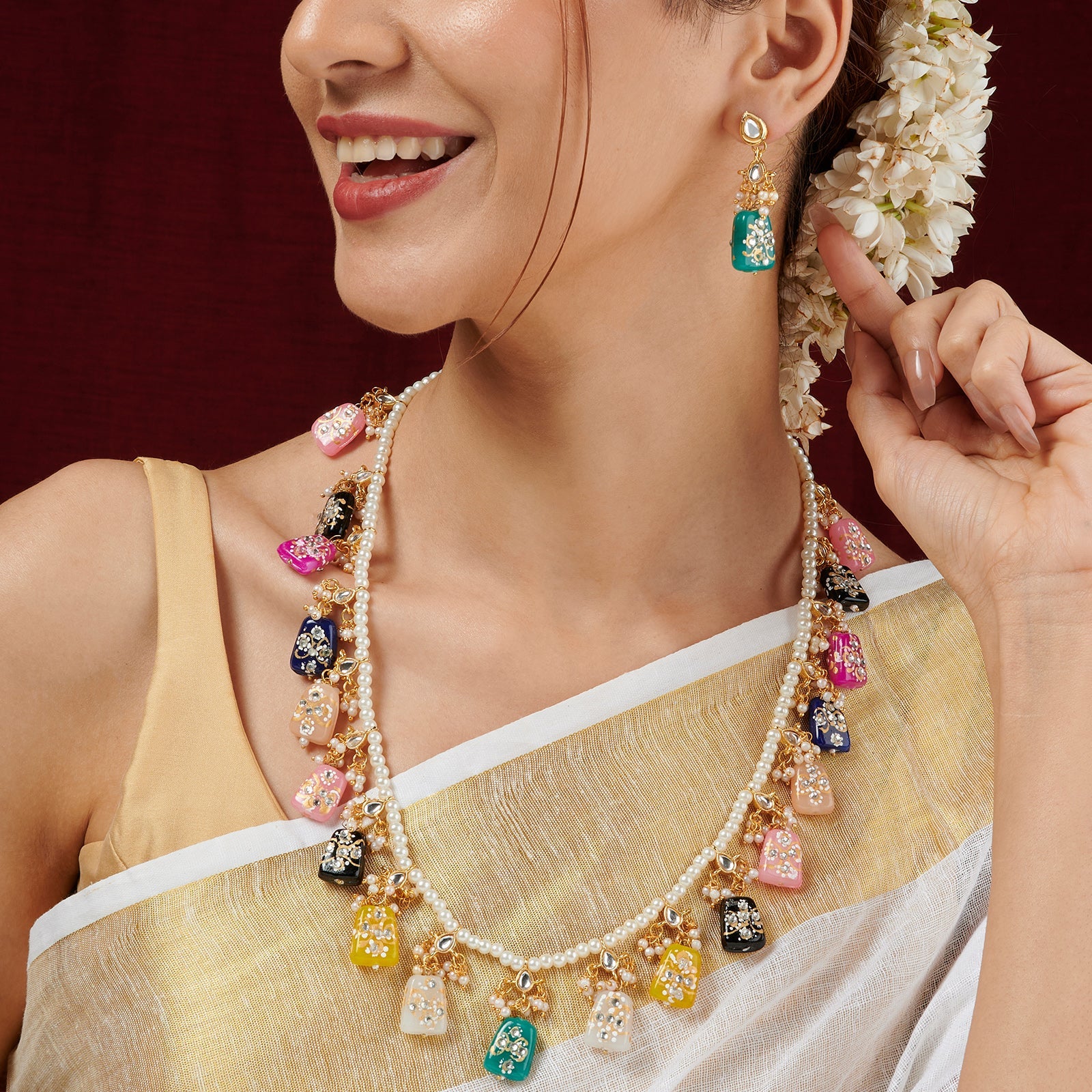 Teejh Idhika Multicolour Beaded Necklace Set