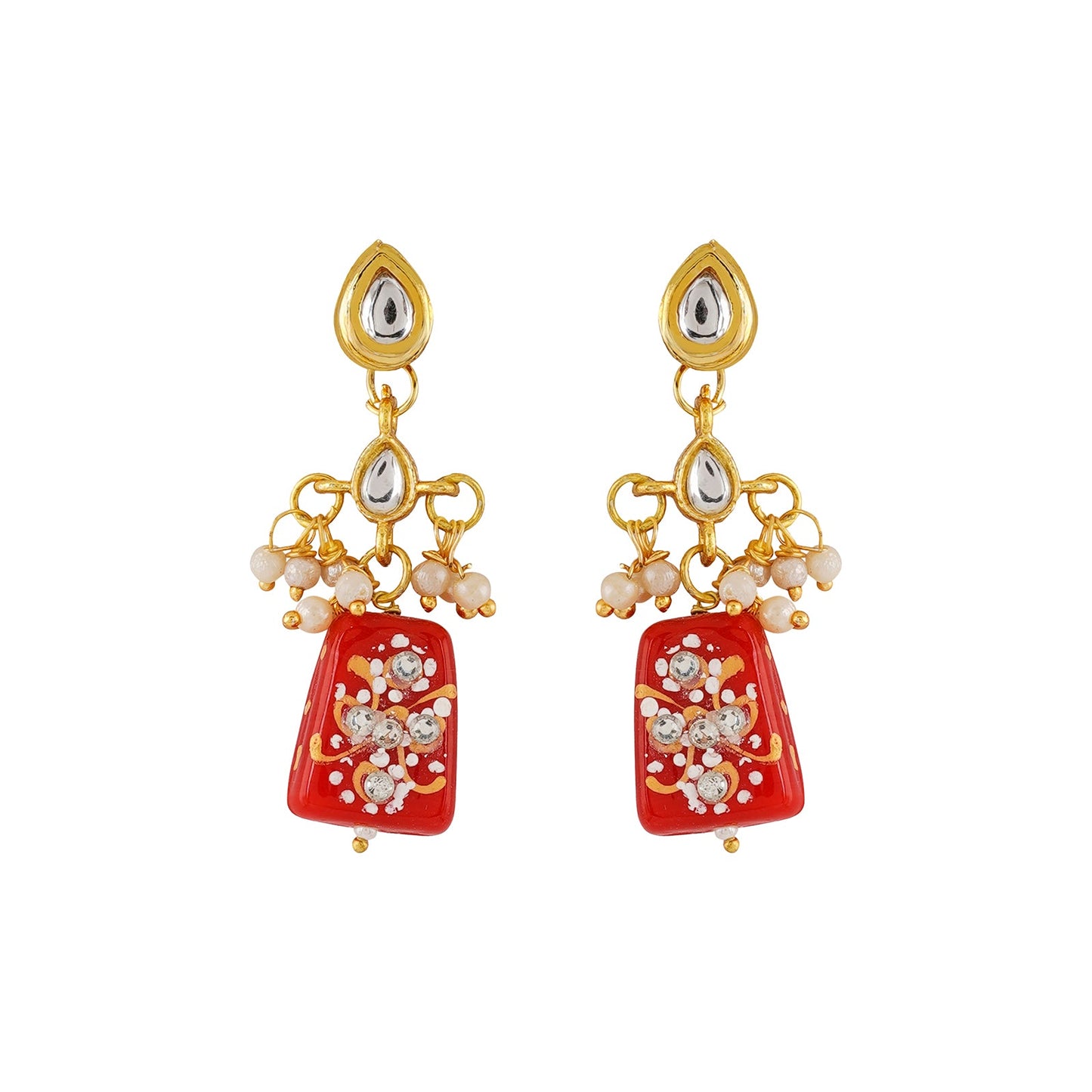 Teejh Idhika Red-White-Green  Beaded Necklace Set