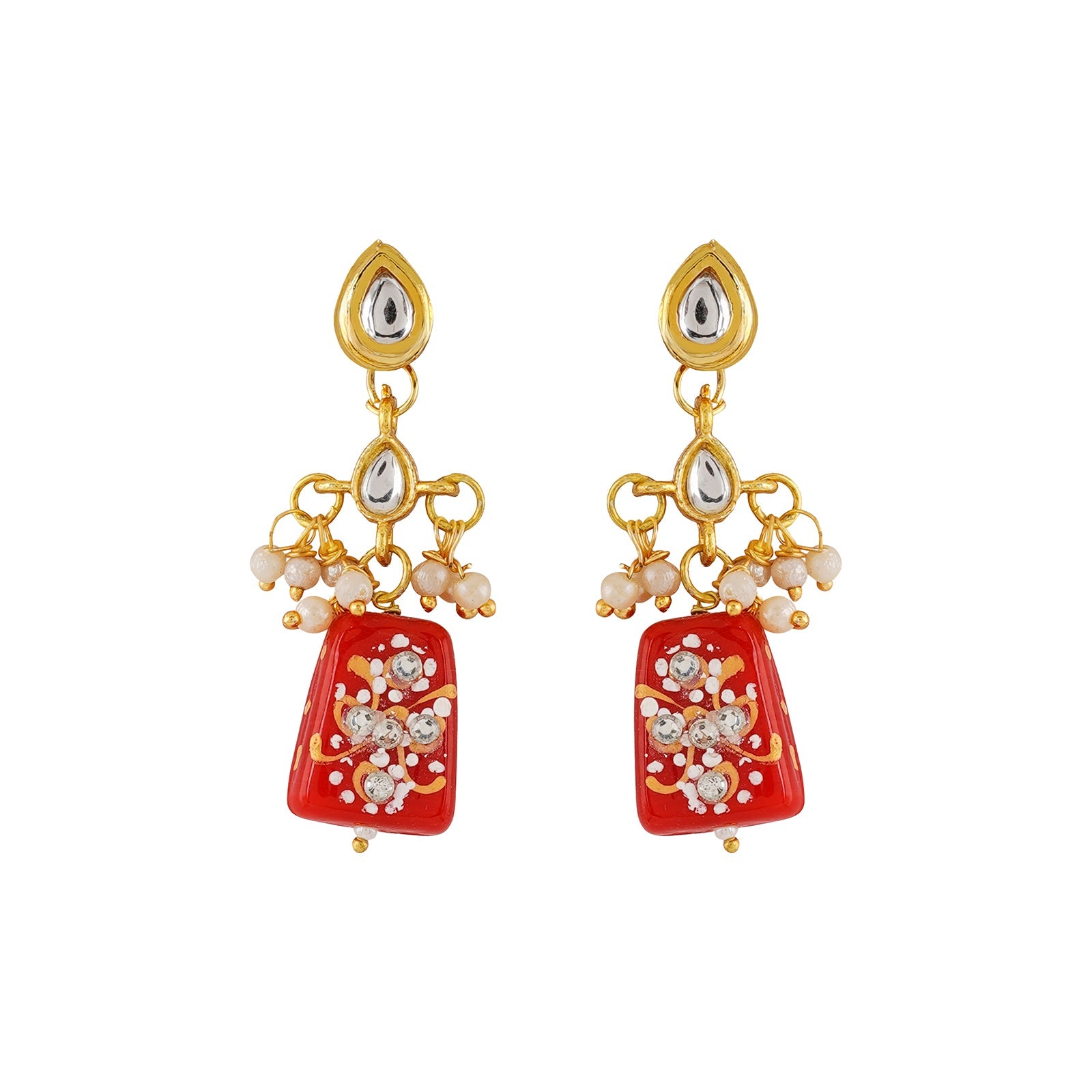 Teejh Idhika Red-White-Green  Beaded Necklace Set