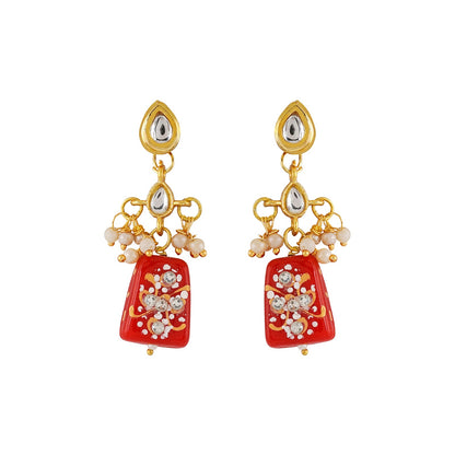 Teejh Idhika Red-White-Green  Beaded Necklace Set