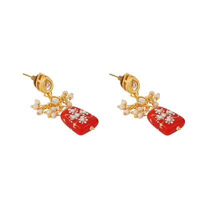 Teejh Idhika Red-White-Green  Beaded Necklace Set