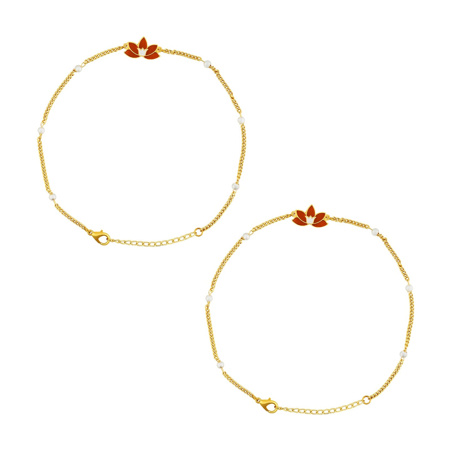 Teejh Tejaswini Red and Gold Enamel Anklet