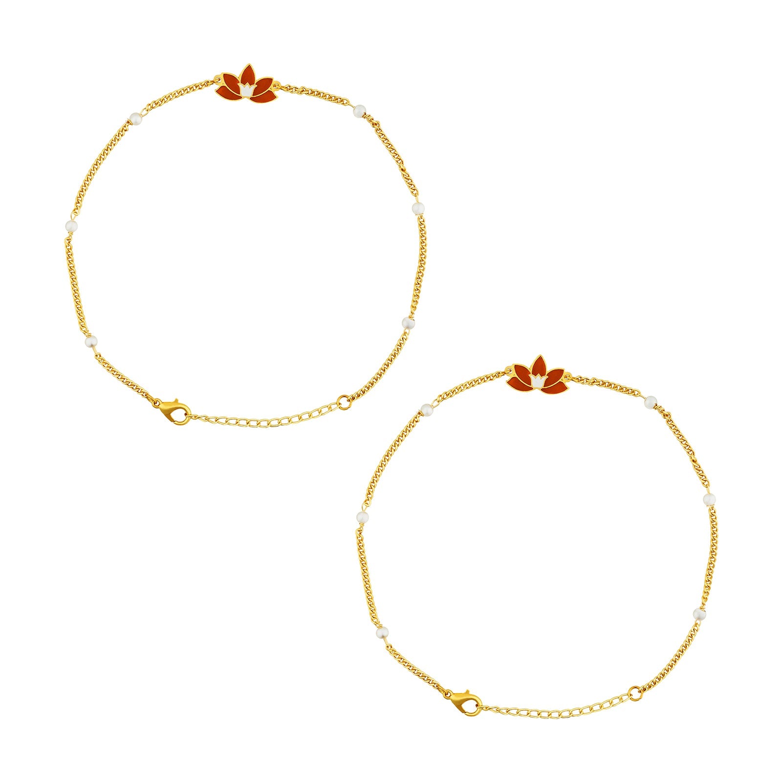 Teejh Tejaswini Red and Gold Enamel Anklet