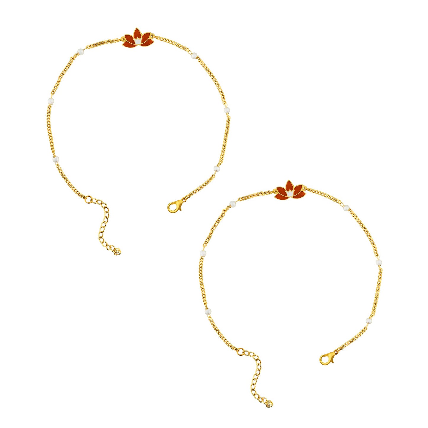 Teejh Tejaswini Red and Gold Enamel Anklet
