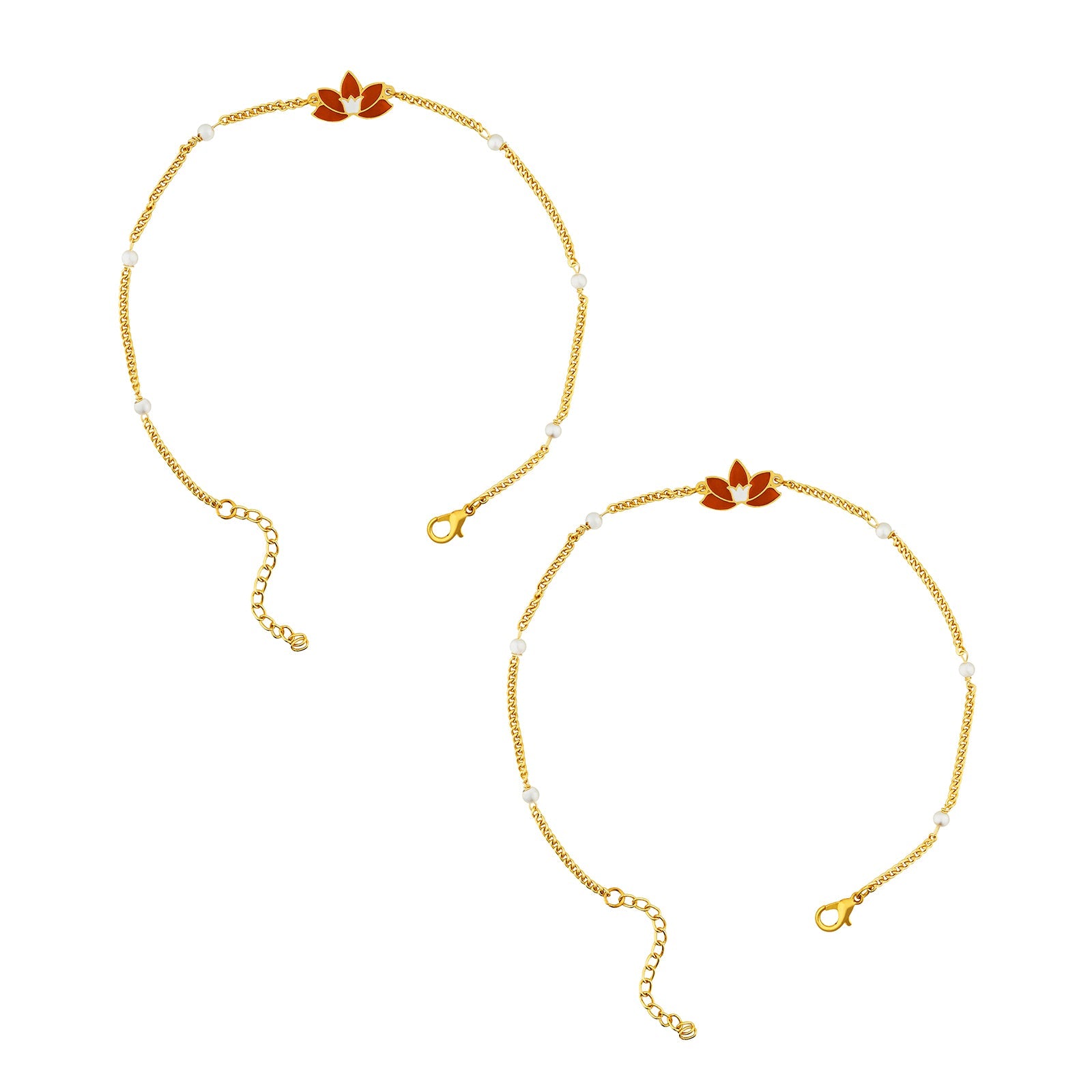 Teejh Tejaswini Red and Gold Enamel Anklet
