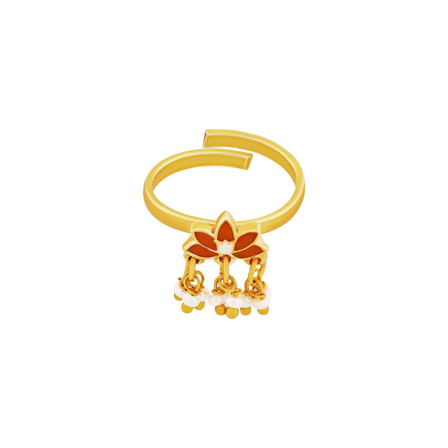 Teejh Falguni Red and Gold Enamel Ring