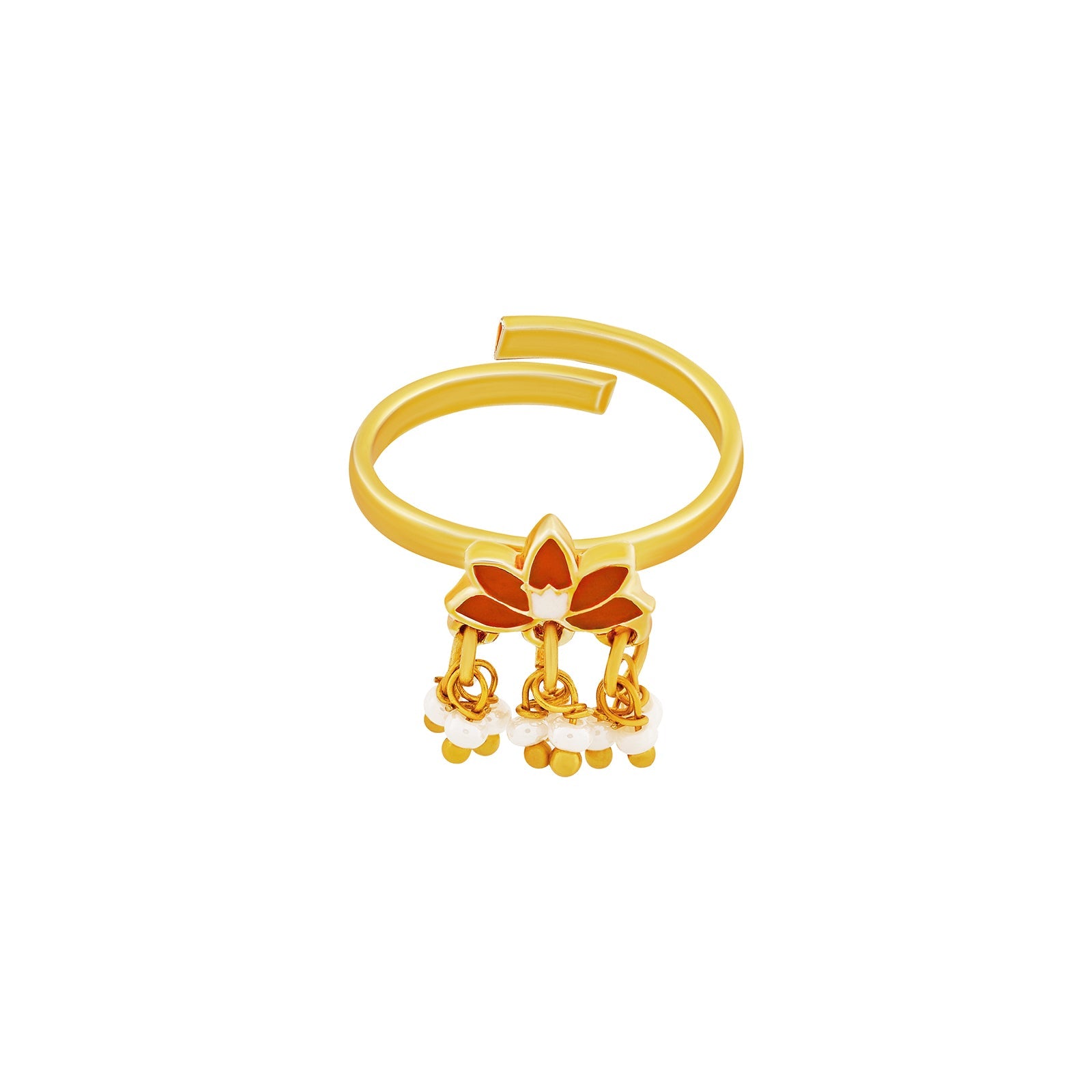 Teejh Falguni Red and Gold Enamel Ring