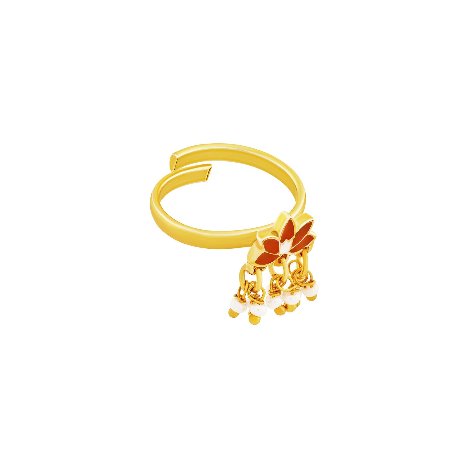 Teejh Falguni Red and Gold Enamel Ring