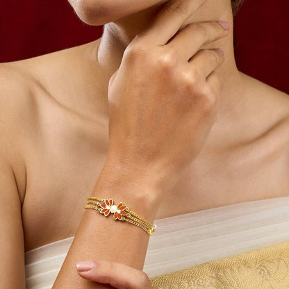 Teejh Janisha Red and Gold Enamel Bracelet