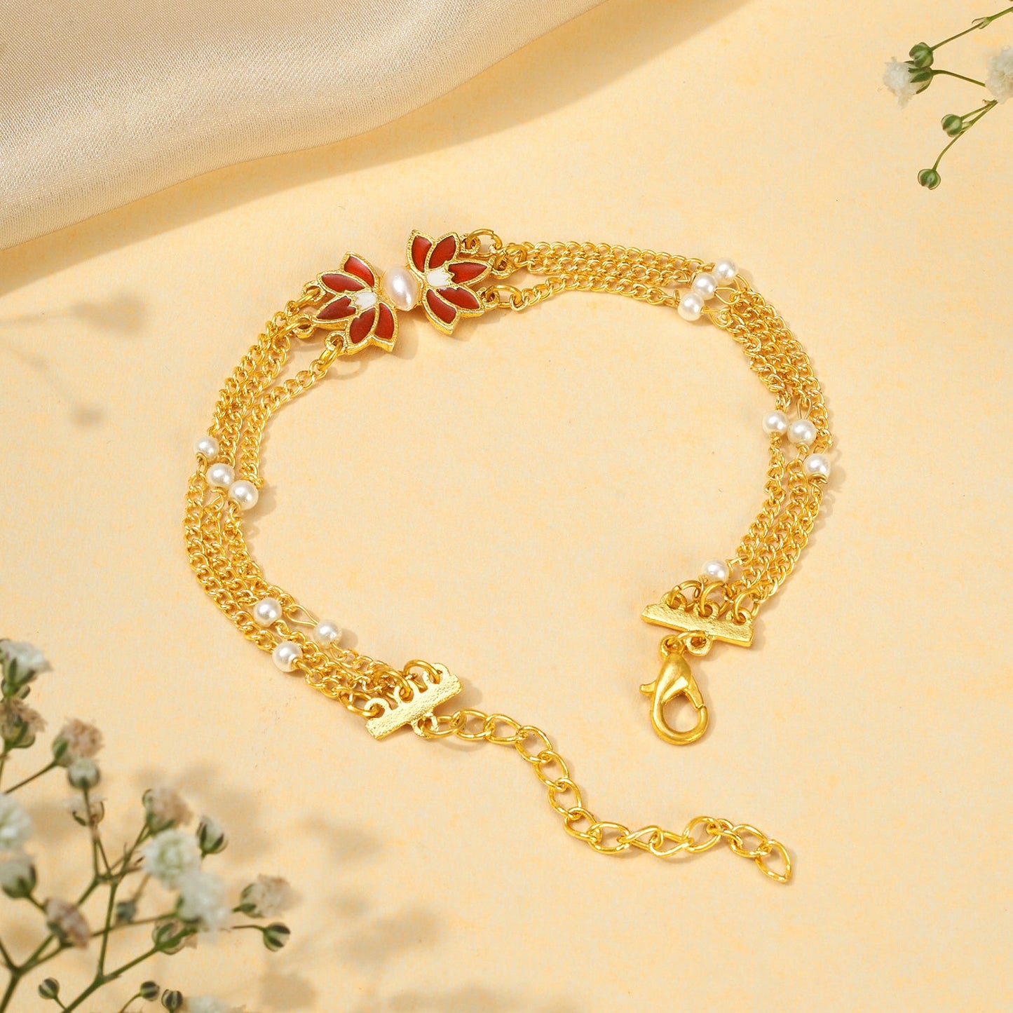 Teejh Janisha Red and Gold Enamel Bracelet
