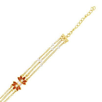 Teejh Janisha Red and Gold Enamel Bracelet