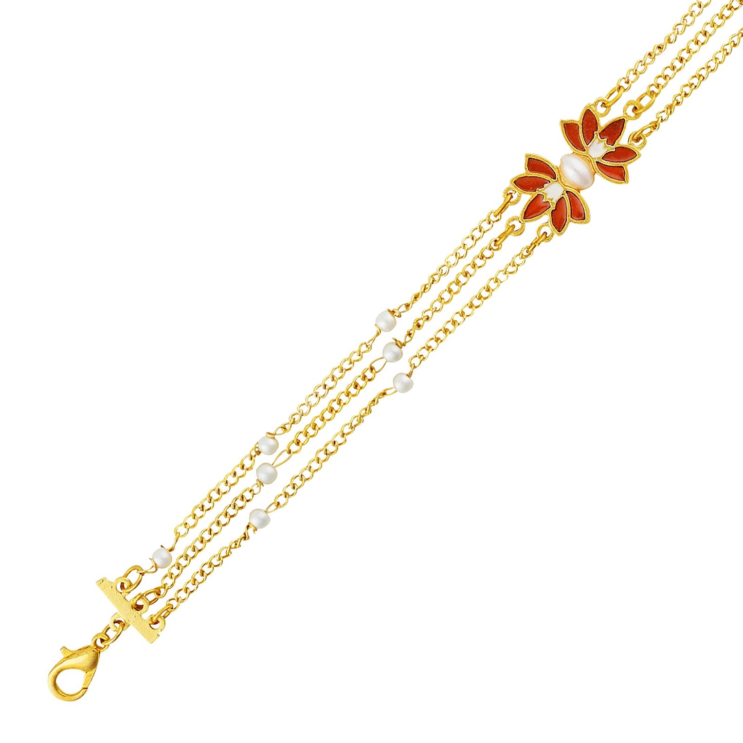 Teejh Janisha Red and Gold Enamel Bracelet
