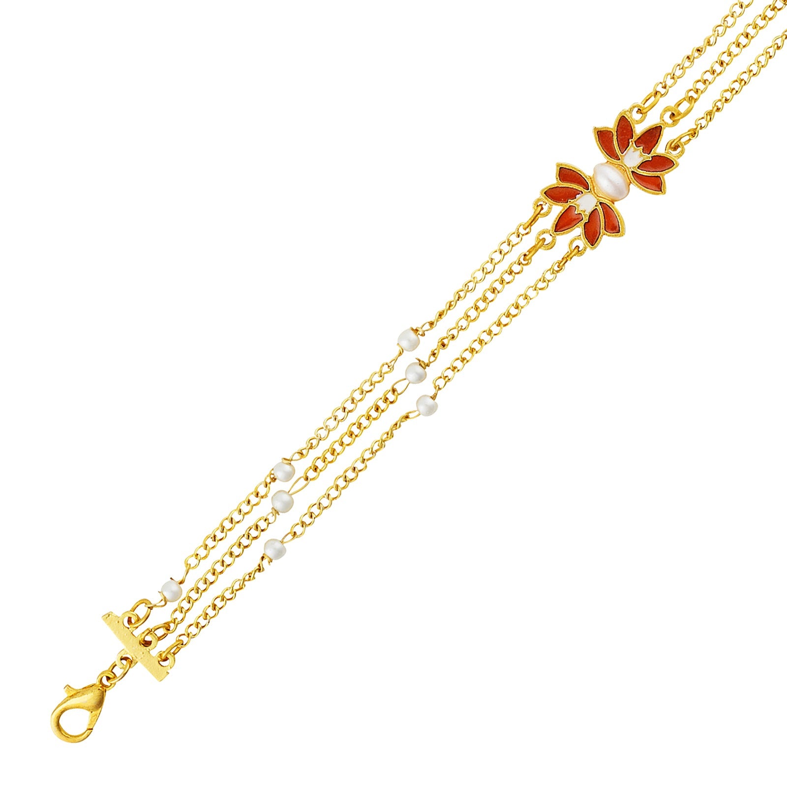 Teejh Janisha Red and Gold Enamel Bracelet