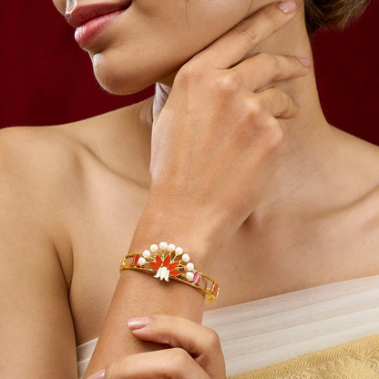 Teejh Vrushali Red and Gold Enamel Bracelet