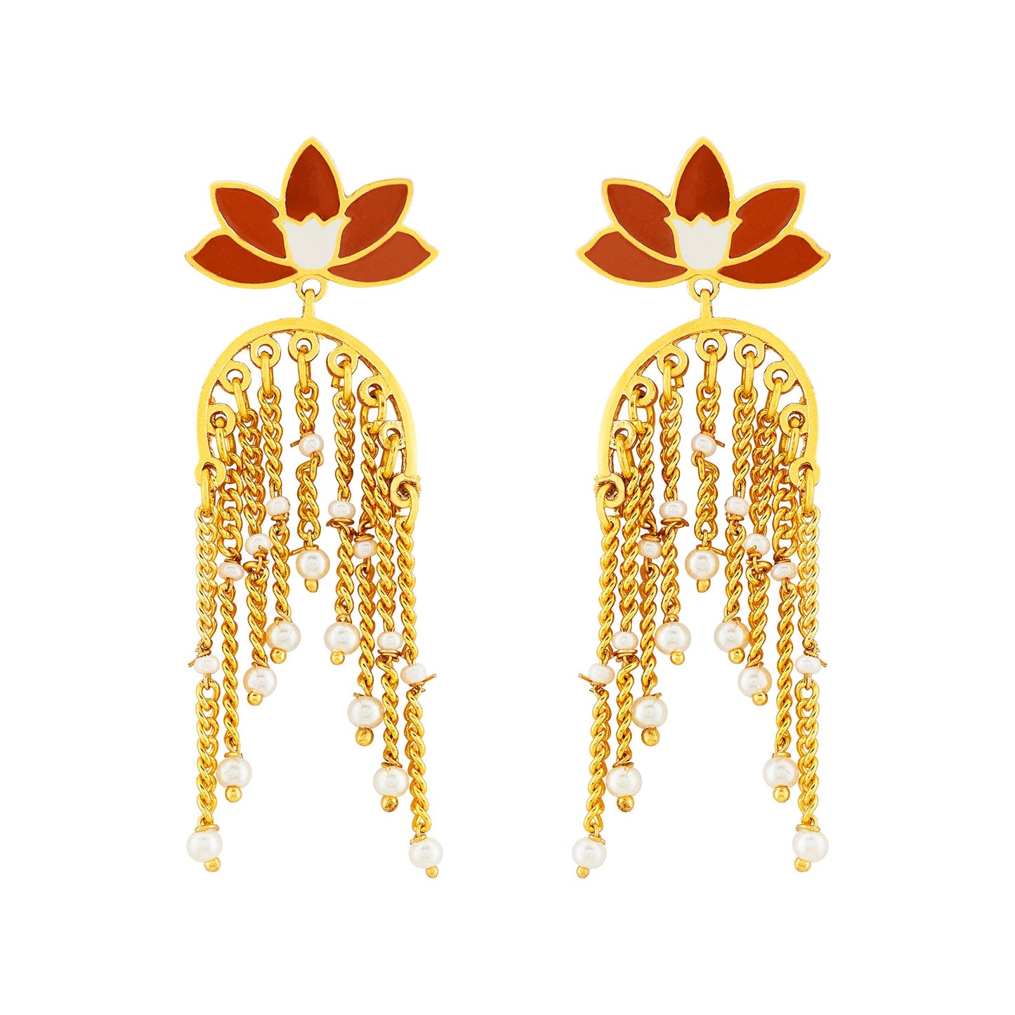Teejh Diara Red and Gold Enamel Earrings