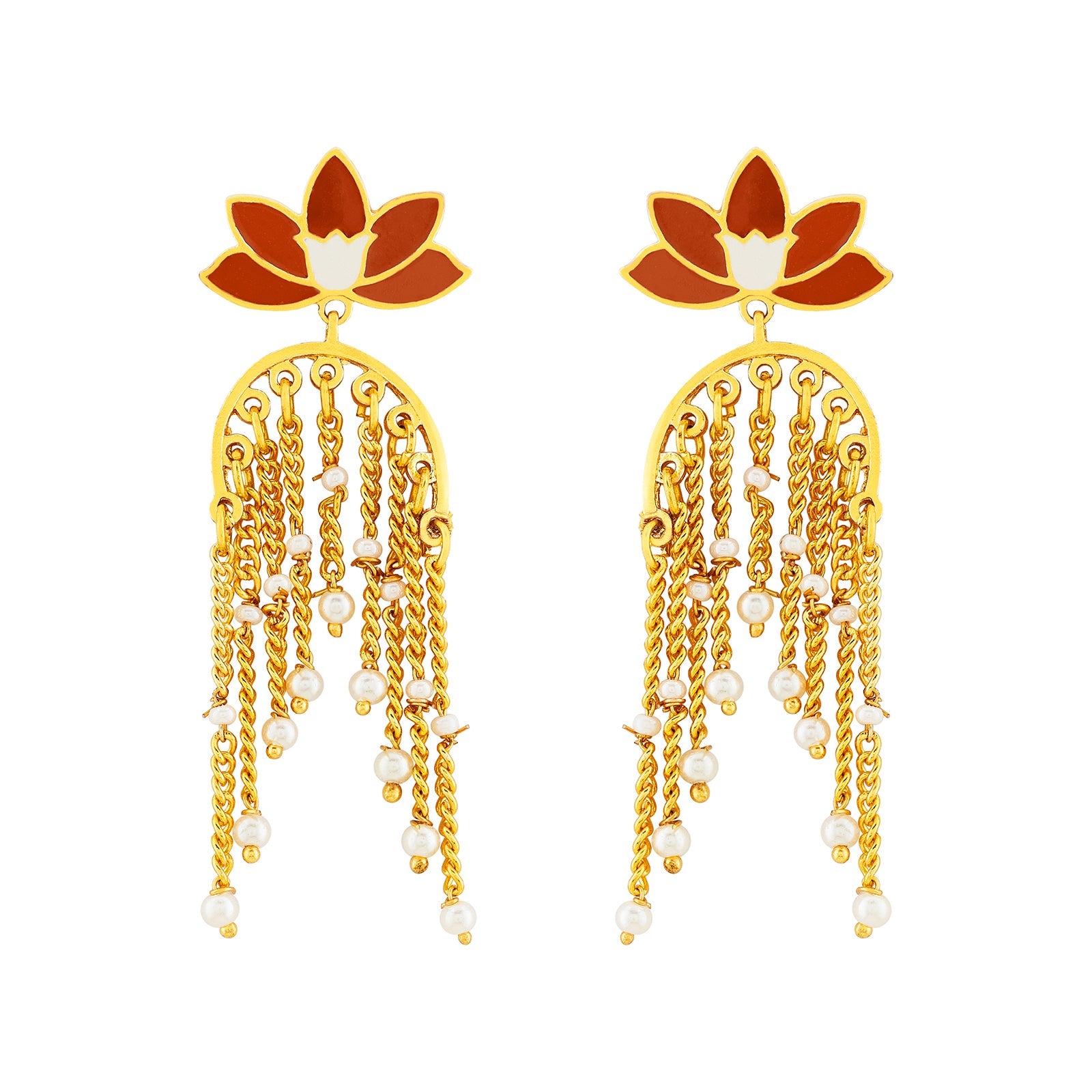 Teejh Diara Red and Gold Enamel Earrings