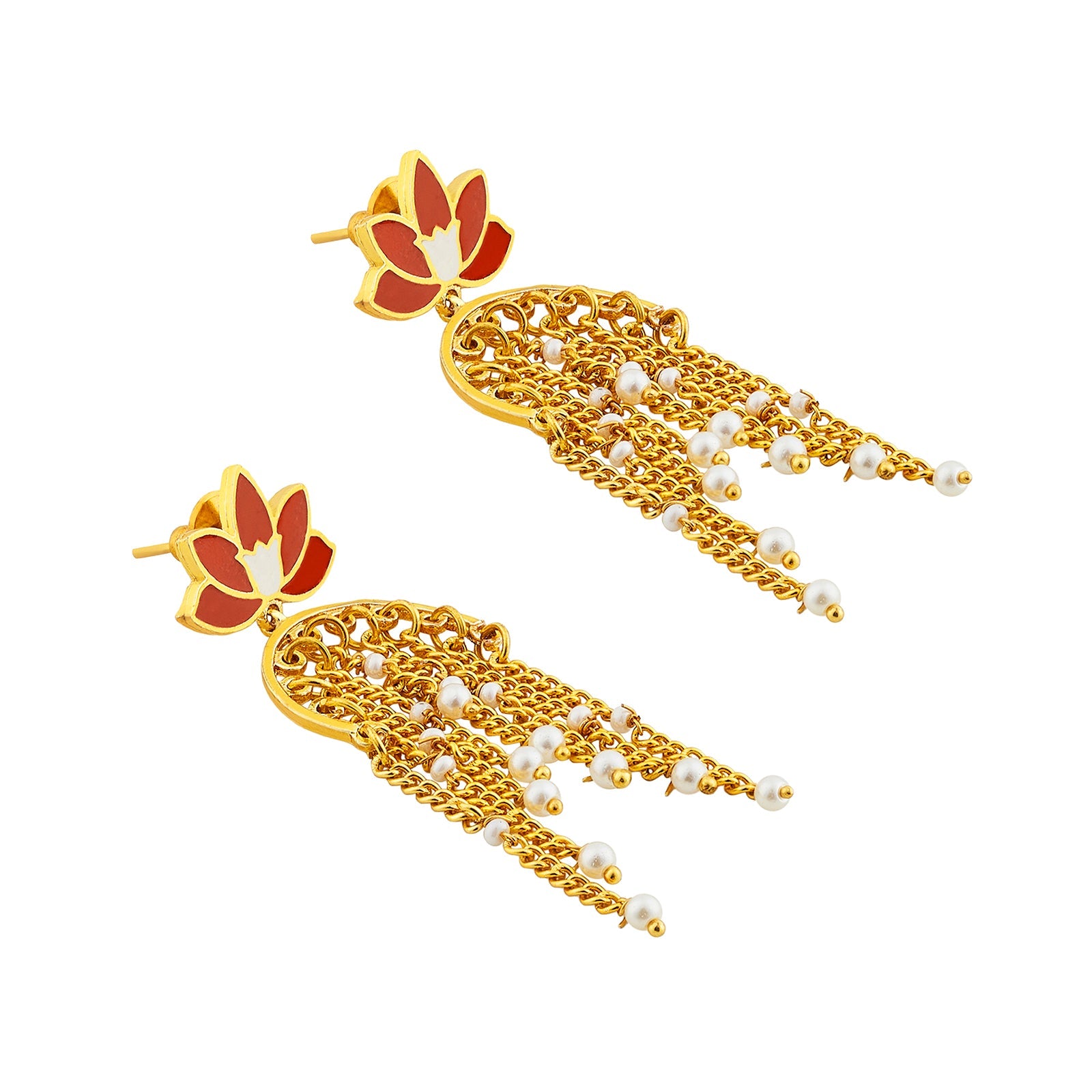 Teejh Diara Red and Gold Enamel Earrings