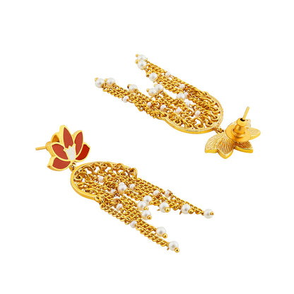 Teejh Diara Red and Gold Enamel Earrings