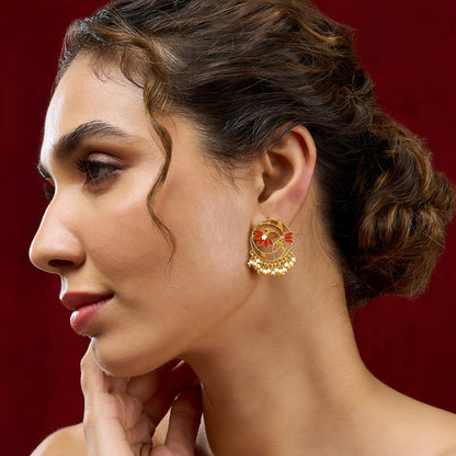 Teejh Ojal Red and Gold Enamel Earrings