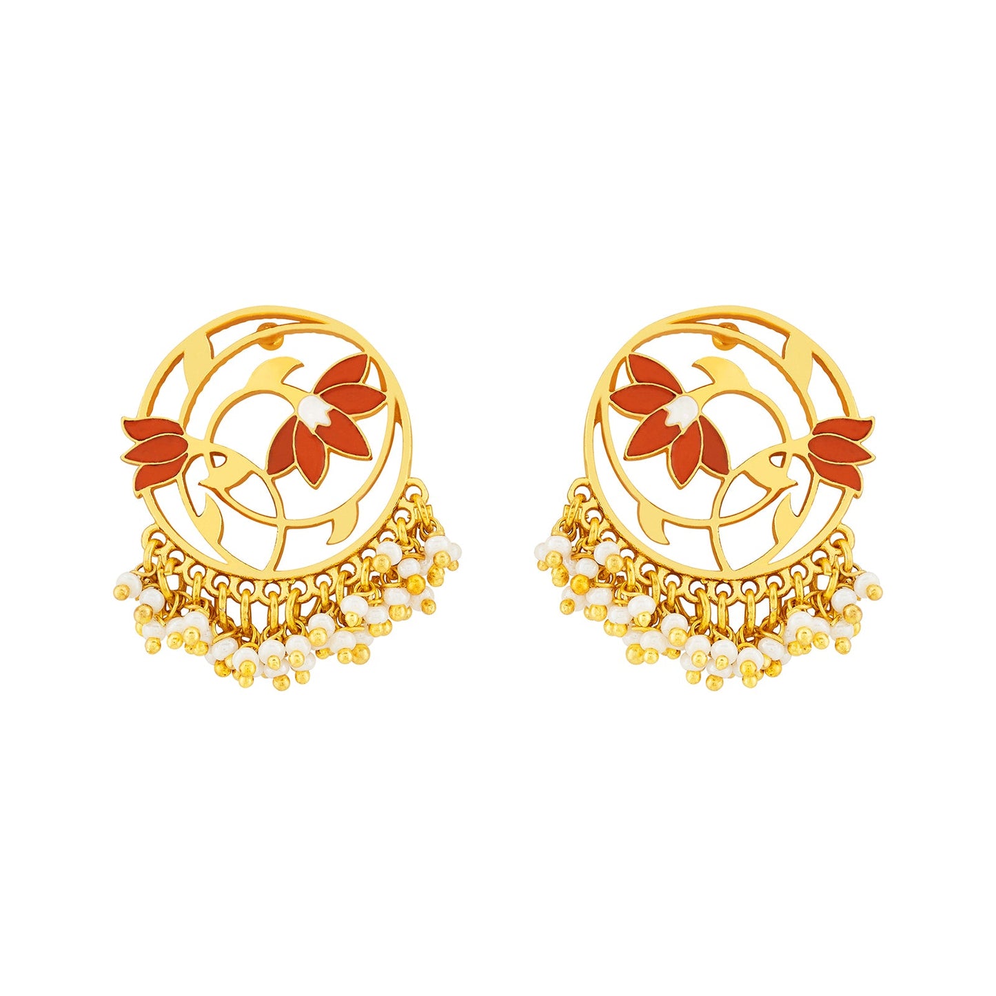 Teejh Ojal Red and Gold Enamel Earrings
