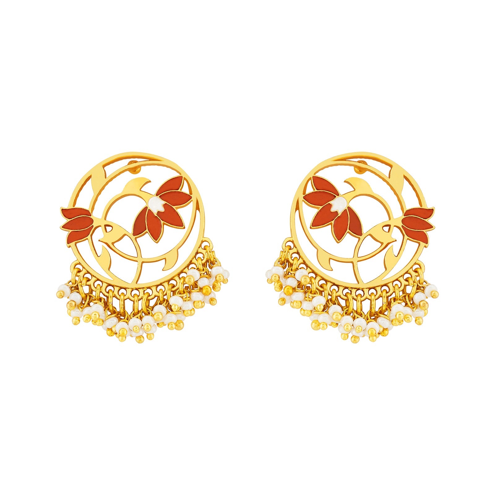 Teejh Ojal Red and Gold Enamel Earrings