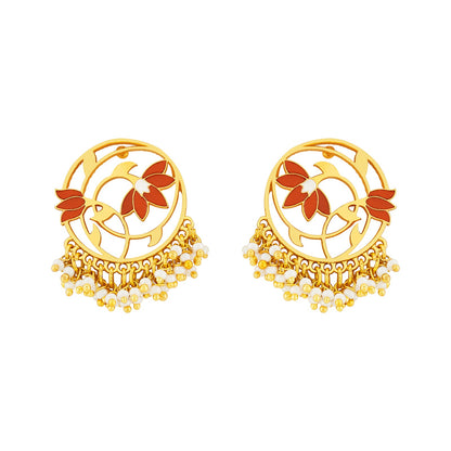 Teejh Ojal Red and Gold Enamel Earrings