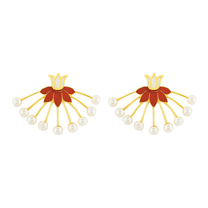 Teejh Chitrika Red and Gold Enamel Earrings