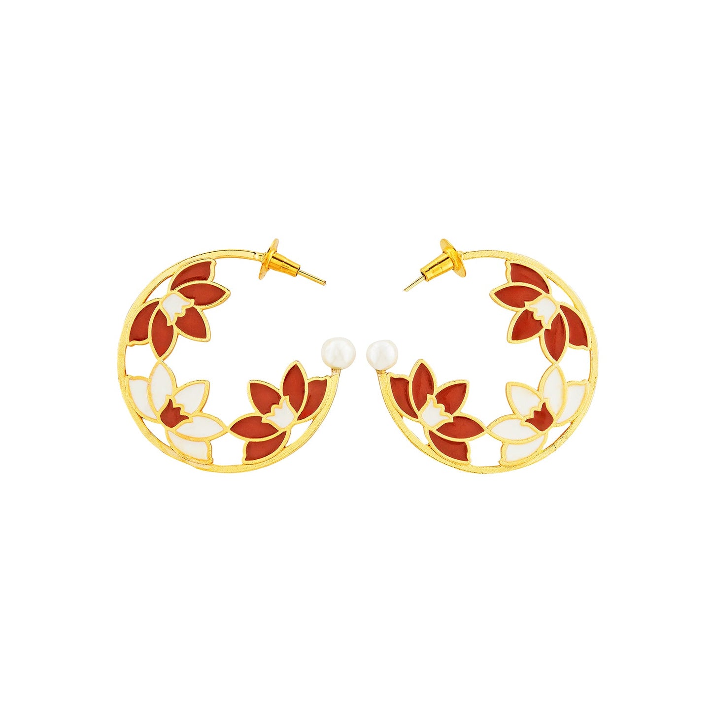 Teejh Lavyanshi Red and Gold Enamel Earrings