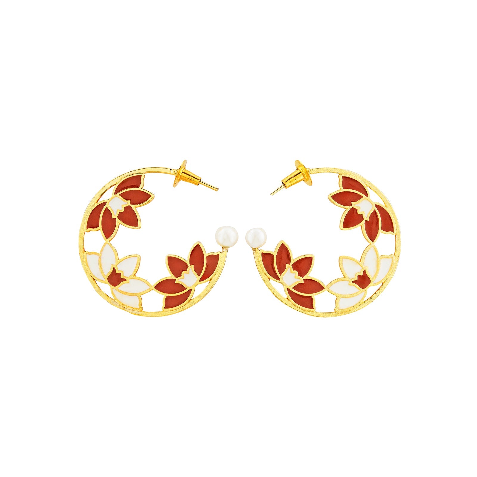 Teejh Lavyanshi Red and Gold Enamel Earrings