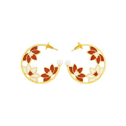 Teejh Lavyanshi Red and Gold Enamel Earrings