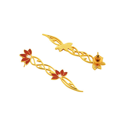 Teejh Sirisha Red and Gold Enamel Dangler Earrings
