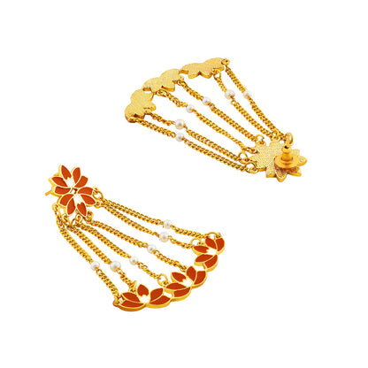 Teejh Girika Red and Gold Enamel Dangler Earrings