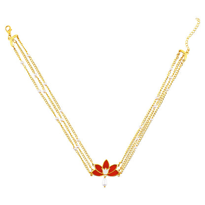 Teejh Minal Red and Gold Enamel Choker