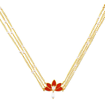 Teejh Minal Red and Gold Enamel Choker