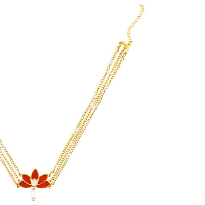 Teejh Minal Red and Gold Enamel Choker