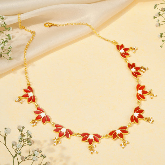 Teejh Danika Red and Gold Enamel Princess Necklace