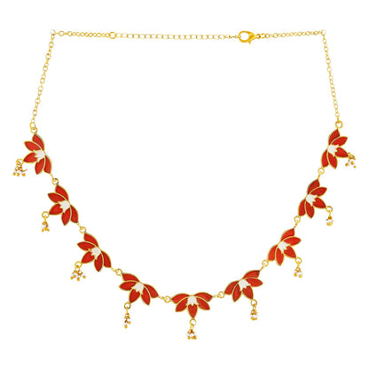 Teejh Danika Red and Gold Enamel Princess Necklace