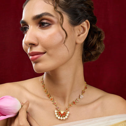Teejh Kalini Red and Gold Enamel Princess Necklace